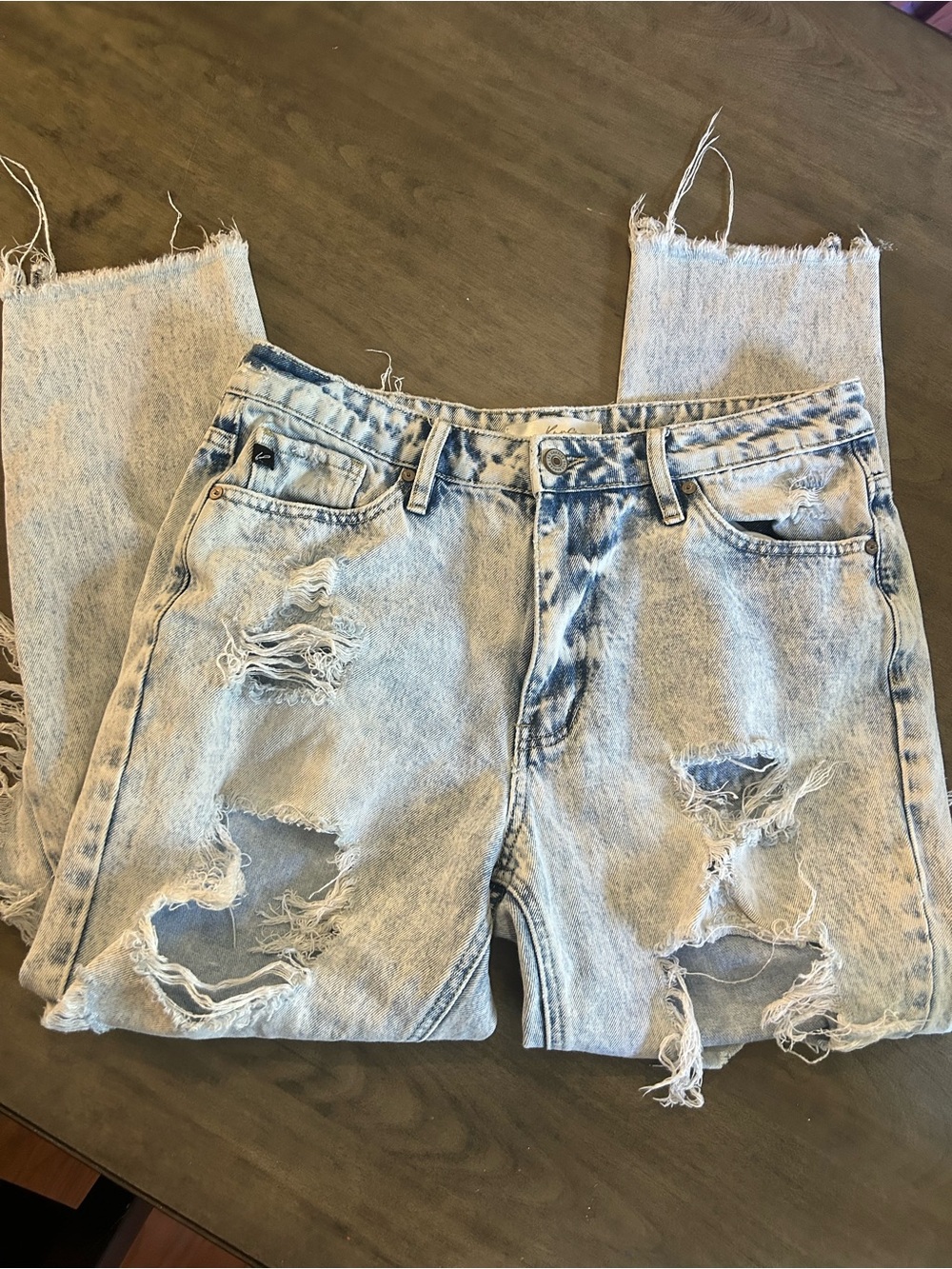 KanCan Distressed Light Blue Acid Wash Jeans